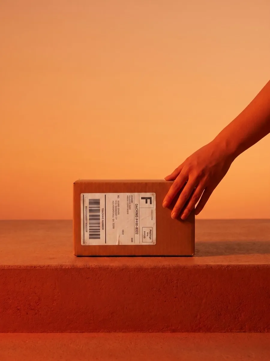 A parcel being delivered to a doorstep